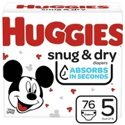 Huggies Snug & Dry Baby Diapers, Size 5, 76 Ct