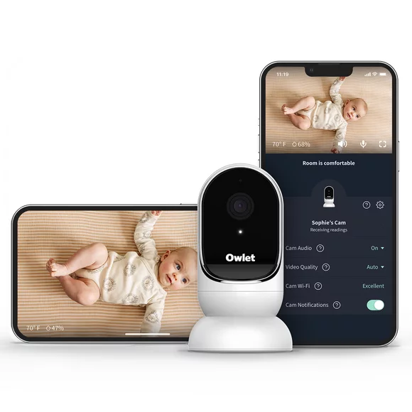 Owlet Cam - Smart Portable Video Baby Monitor - HD Video Camera, Encrypted WiFi, Humidity, Room Temp, Night Vision & 2-Way Talk