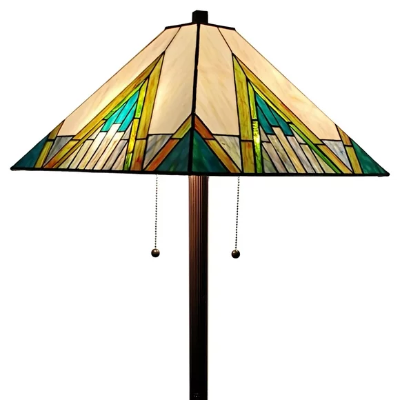 Tiffany Style 2 Light Mission Floor Lamp - 62" Tall