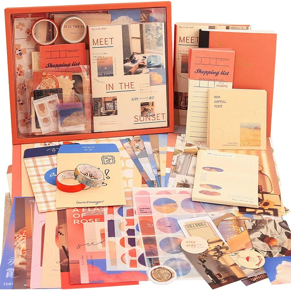 Aesthetic Scrapbook Kit Scrapbook Supplies Arts and Crafts Bullet Junk Journal Kit with Journaling DIY Scrapbook Gift for Girl Kid (348 Pcs)