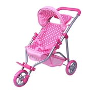 Precious Toys Polka Dots Foldable Doll Jogger with Hood, Pink/White