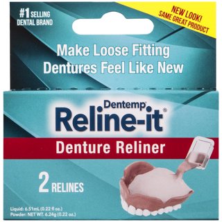 Dentemp Denture Reline Kit to Refit and Tighten Dentures for Both Upper & Lower Denture, 2 Relines