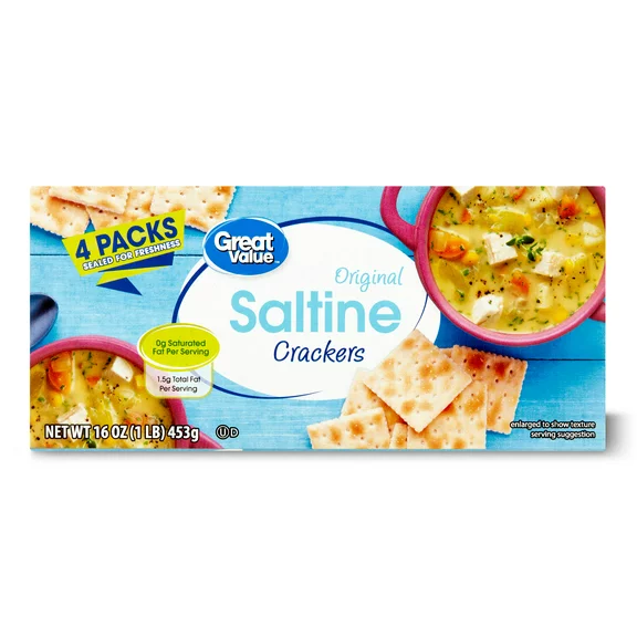 Great Value Saltine Crackers, 16 oz, 4 Count