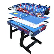 IFOYO Multi Function 4 in 1 Combo Game Table, Steady Pool Table, Hockey Table, Soccer Foosball Table, Table Tennis Table, for Family and Friends, 31.5in / 48in (Red Blue)