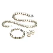 Genuine 7.5-8mm White Freshwater Cultured Pearl Set In 925 Sterling Silver