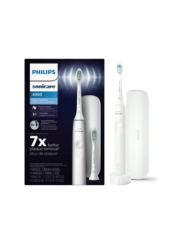 Philips Sonicare 4300 Power Toothbrush, Rechargeable Adult Electric Toothbrush with Pressure Sensor, HX3684/23