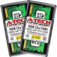 A-Tech Components A-Tech 2Gb (2X1Gb) Ddr2 667Mhz Sodimm Pc2-5300 1.8V Cl5 200-Pin Non-Ecc Unbuffered Laptop Ram Memory Upgrade Kit Internal_Memory