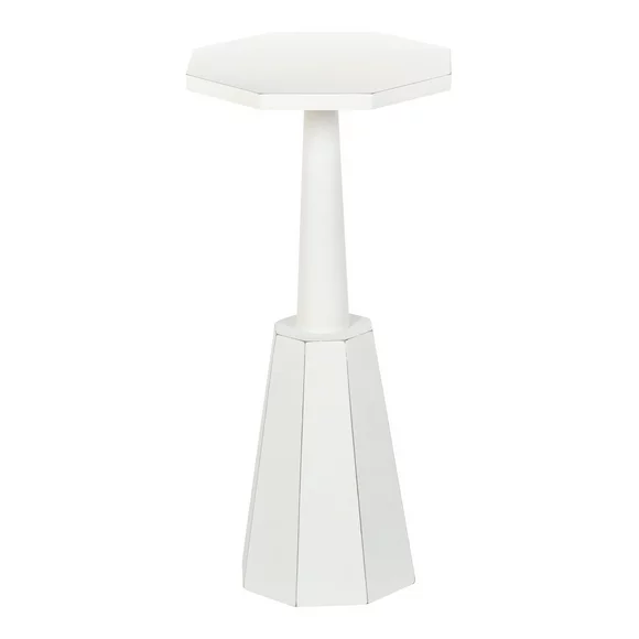 Kate and Laurel Octavia Coastal Accent Drink Table, 11 x 11 x 24, White, Decorative Coastal Cocktail Table with Octagon Base and Tabletop for Farmhouse Decor