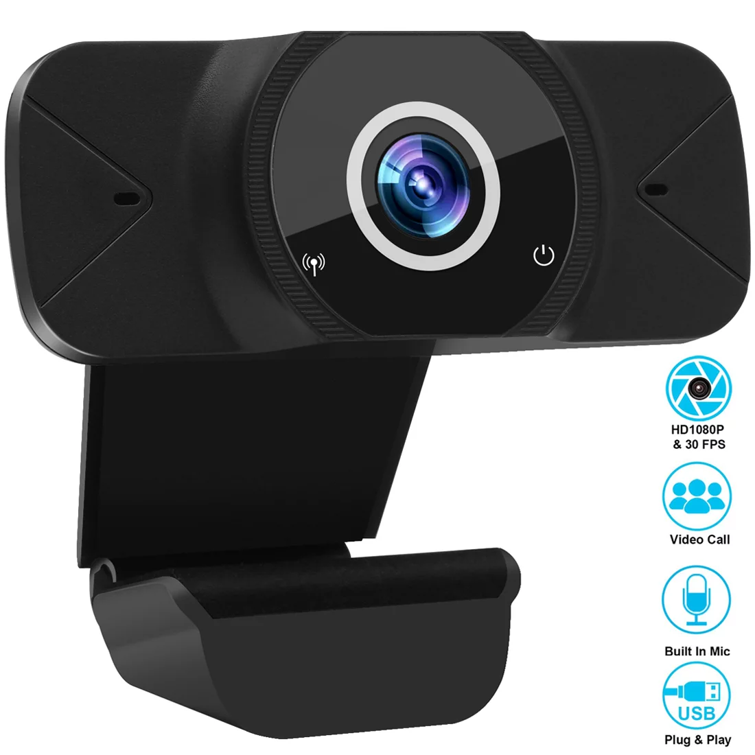 USB Webcam with Microphone, Webcam 1080P Full HD Web Cameras for PC Computers Desktop Laptop PC Webcam, Plug and Play, AutoFocus Web Camera for Video Calling, Conferencing, Recording, Gaming(W7)