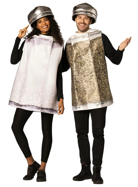 Rasta Imposta Pepper & Salt Shaker Couple Halloween Costume, White & Black, Adult One Size, 10379