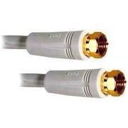 15'FT FOOT WHITE RG59 RG-59 75 OHM COAX COAXIAL CABLE WIRE CORD WITH 24 K KARAT GOLD F-TYPE CONNECTORS FOR TV SATELLITE HD VCR FM DISH ANTENNA RF MODEM ETC.