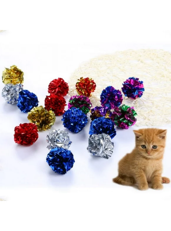12 Pcs Colorful Crinkle Balls Cat Toys Interactive Crinkle Cat Toy Balls Independent Pet Kitten Cat Toys for Fat Real Cats Kittens Exercise, Soft, Light and Right Size