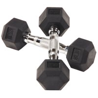 BalanceFrom Rubber Encased Hex Dumbbells, 5 lbs Pair