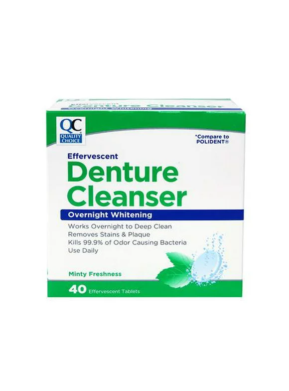 Quality Choice Denture Cleanser Overnight Whitening 40 Tablets Each