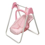 Badger Basket Doll Swing with Portable Carrier Seat - Pink/Gingham - Fits American Girl, My Life As & Most 18" Dolls