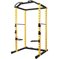 HulkFit Multi-Function Adjustable Power cage with J-Hooks, Dip Bars and Optional Lat Pull-Down Attachment, 1000-Pound Capacity, Power Cage Only