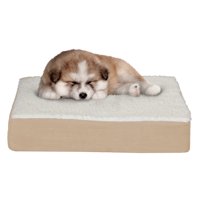 Orthopedic Dog Bed  2-Layer Memory Foam Dog Bed with Machine Washable Sherpa Cover  20x15 Dog Bed for Small Dogs up to 20lbs by PETMAKER (Tan)