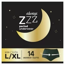 Always ZZZ Overnight Disposable Period Underwear 360° Coverage, Size LG, 14 Ct.