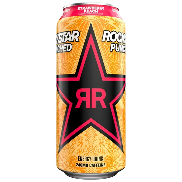 Rockstar Punched Energy Drink Strawberry Peach 16 fl oz Can