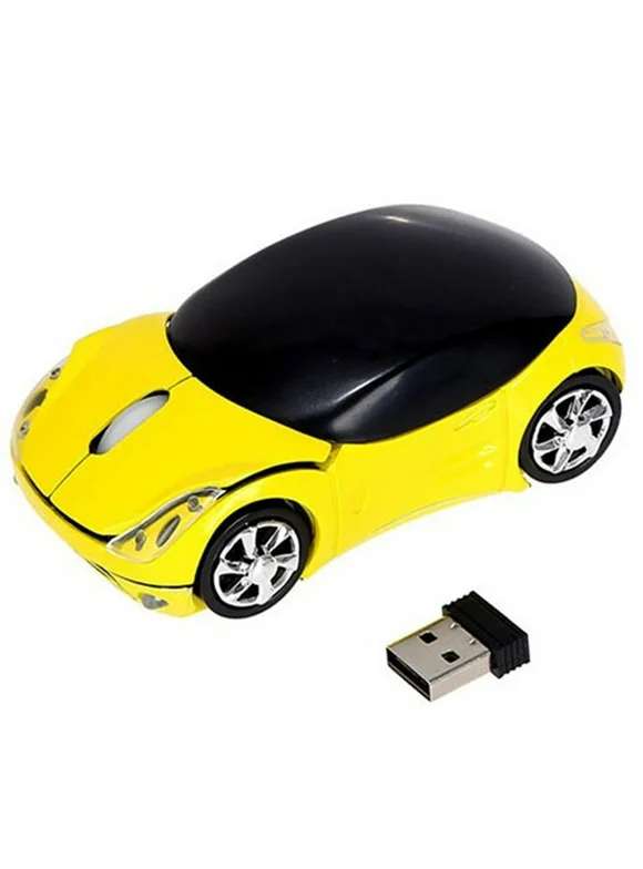 2.4G Wireless Mouse Car Mouse Cartoon Korean Sports Car Photoelectric Mouse Bubble Bag Packaging Without Battery Yellow