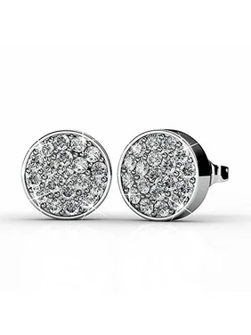 Cate & Chloe Nelly 18k White Gold Stud Earrings with Swarovski Crystals, Best Silver Earrings for Women, Girls, Ladies, Round Crystal Earrings, Fashion Jewelry MSRP $129