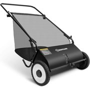 Right Hand 26-Inch Push Lawn Sweeper, Strong Rubber Wheels & Heavy Duty Durable Steel Structure Sweeps Leaf Grass & More, 7ft Mesh Collection Bag, 4 Spinning Brushes