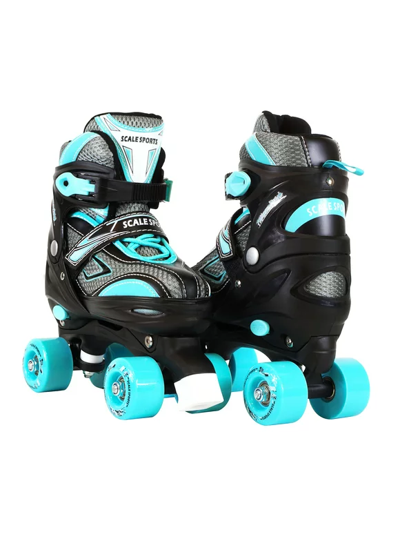 Adjustable Quad Roller Skates For Kids Teen And Ladies Small Size Turquoise