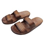 Hawaii Brown or Black Jesus Sandal Slipper for Men Women and Teen Classic Style (Womens size 10, Mens size 8, Brown)