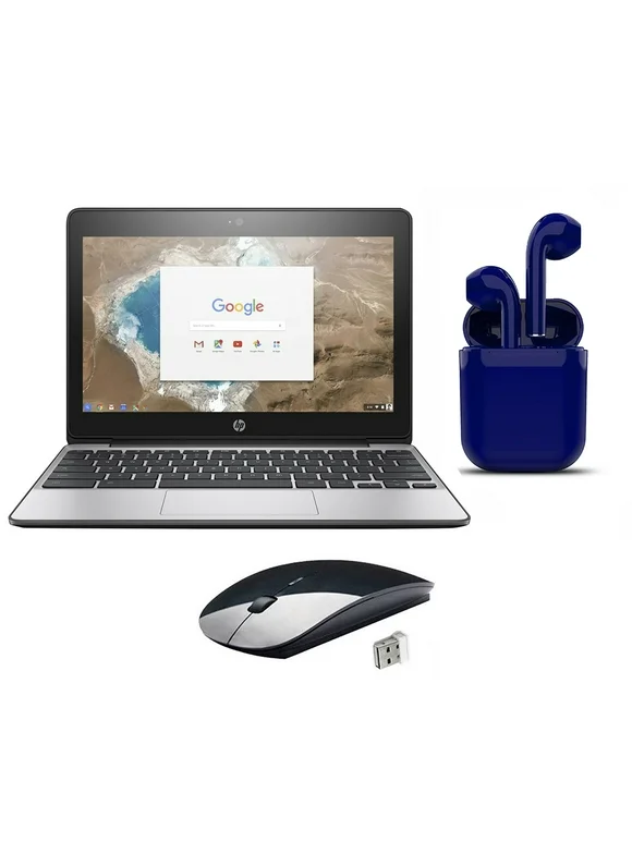 Restored HP Chromebook 11 2022 OS 11.6-inch Intel Celeron 1.6GHz 4GB RAM 16GB Bundle: Wireless Mouse, Bluetooth/Wireless Airbuds By Certified 2 Day Express (Refurbished)