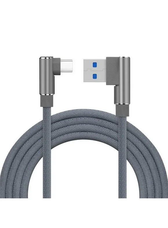 USB Type C Cable, 10 Feet Right Angle 90 Degree Nylon Braided Charger Cable Fast Charging and Data Sync Cord for Samsung Galaxy S10/S10E/S10+, S9/S9+ Note10 9/8, Google Pixel XL, LG G5 G6 V20 Pixel XL