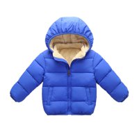 Kids Children Winter Warm Jacket Plus Velvet Cotton Coat Toddler Outerwear Down Coat for 1-6T Boys Girls