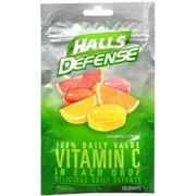 Halls Defense Vitamin C Drops Sugar Free Assorted Citrus 25 Each (Pack of 4)