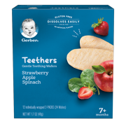 Gerber Teethers Gentle Teething Wafers Strawberry Apple & Spinach 1.7 oz Box 12 Count (Pack of 6)