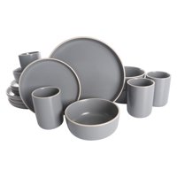 Gap Home 16-Piece Round Dark Gray Stoneware Dinnerware Set