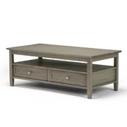 Brooklyn + Max Lexington Solid Wood 48 inch Wide Rectangle Rustic Coffee Table in Distressed Grey