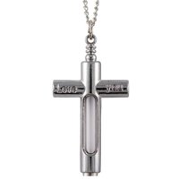 Memorial Memory  Ashes Window Cross  Necklace "Love You"