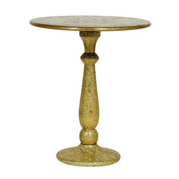 Noble House Inkom Embossed Handcrafted Accent Table, Gold