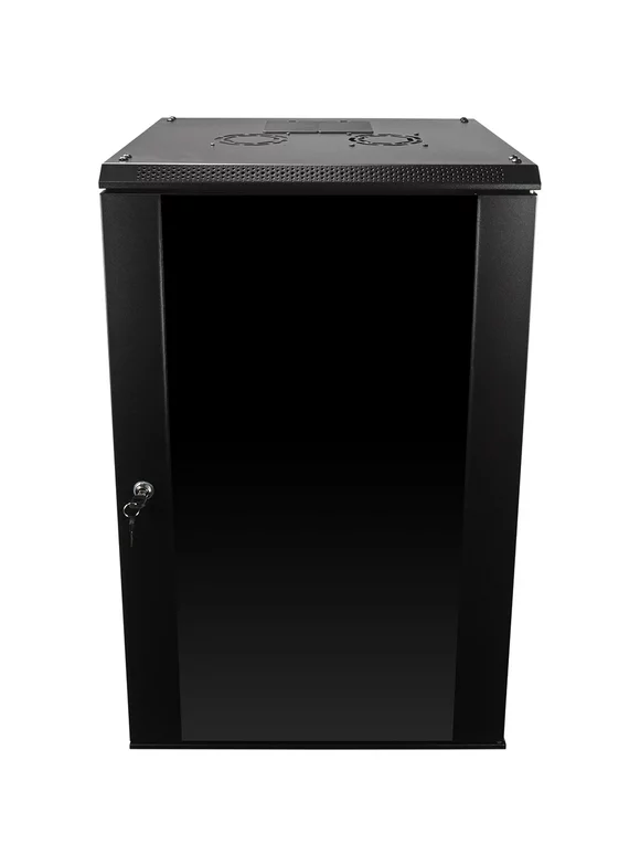 NavePoint 18U Wall Mount  Consumer Series Server Cabinet Network Enclosure Locks, Fan