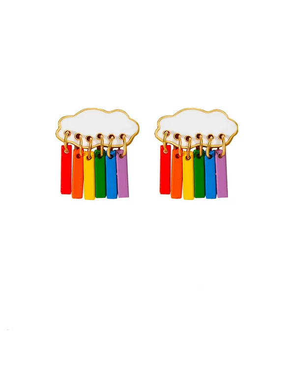 TOYFUNNY Women's New Cute Cloud Rainbow Earrings Personalized Color Pair Earring