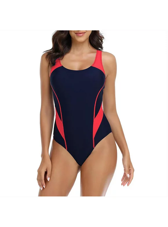 Tarmeek One Piece Swimsuits for Women Vintage Tummy Control Bathing Suit Athletic Training Swimwear Swimming Suit