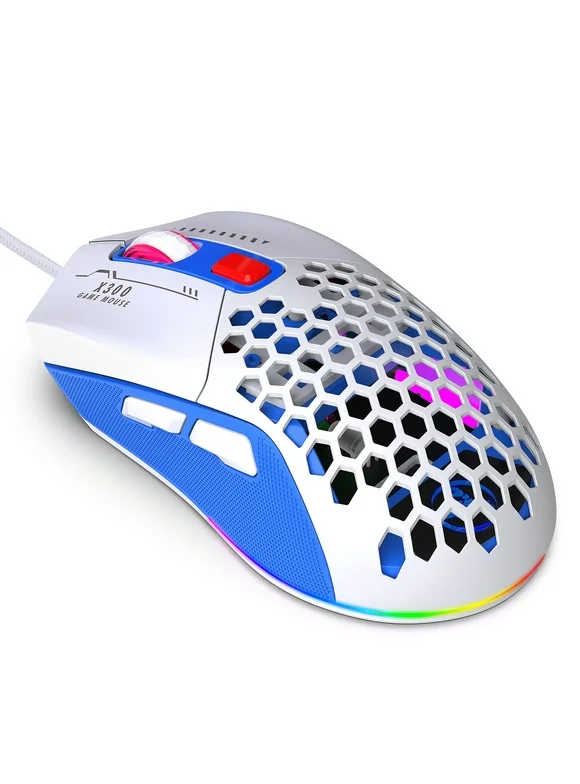 HXSJ X300 Wired Gaming Mouse - 6 DPI Levels - 14 RGB Lighting Modes - Interchangeable Rear Cover - Ergonomic Design - 6-Key Macro Programming - Perfect for Gamers - DX Daily Store Compliant