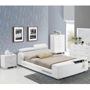 White Polyurethane Finish Storage Queen Bed Set 3Pc Acme Furniture 20680Q Layla