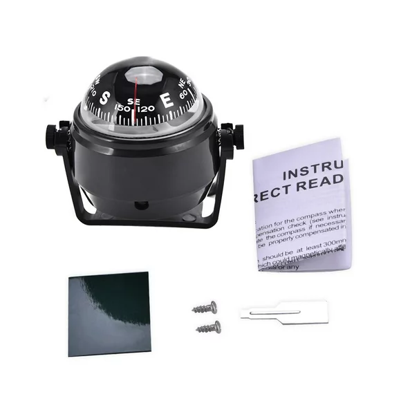 Ccdes Boat Compass w/ Mounting Fittings, Compass Ball, Electronic Navigation Marine Compass Boats Surface Mount, Night Vision Compass for Boat, Marine Boat, Truck, Caravan