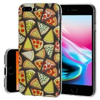 iPhone 8 Plus Case, Premium Soft Gel Clear TPU Graphic Skin Case Cover for Apple iPhone 8 Plus - Modern Pizza Print, Support Wireless Charging, Slim Fit, ShockProof