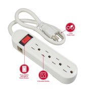 Hyper Tough 3-Piece Power Strip Set Included 4-Outlet Strip and 6 & 3-Outlet Wall Block, White