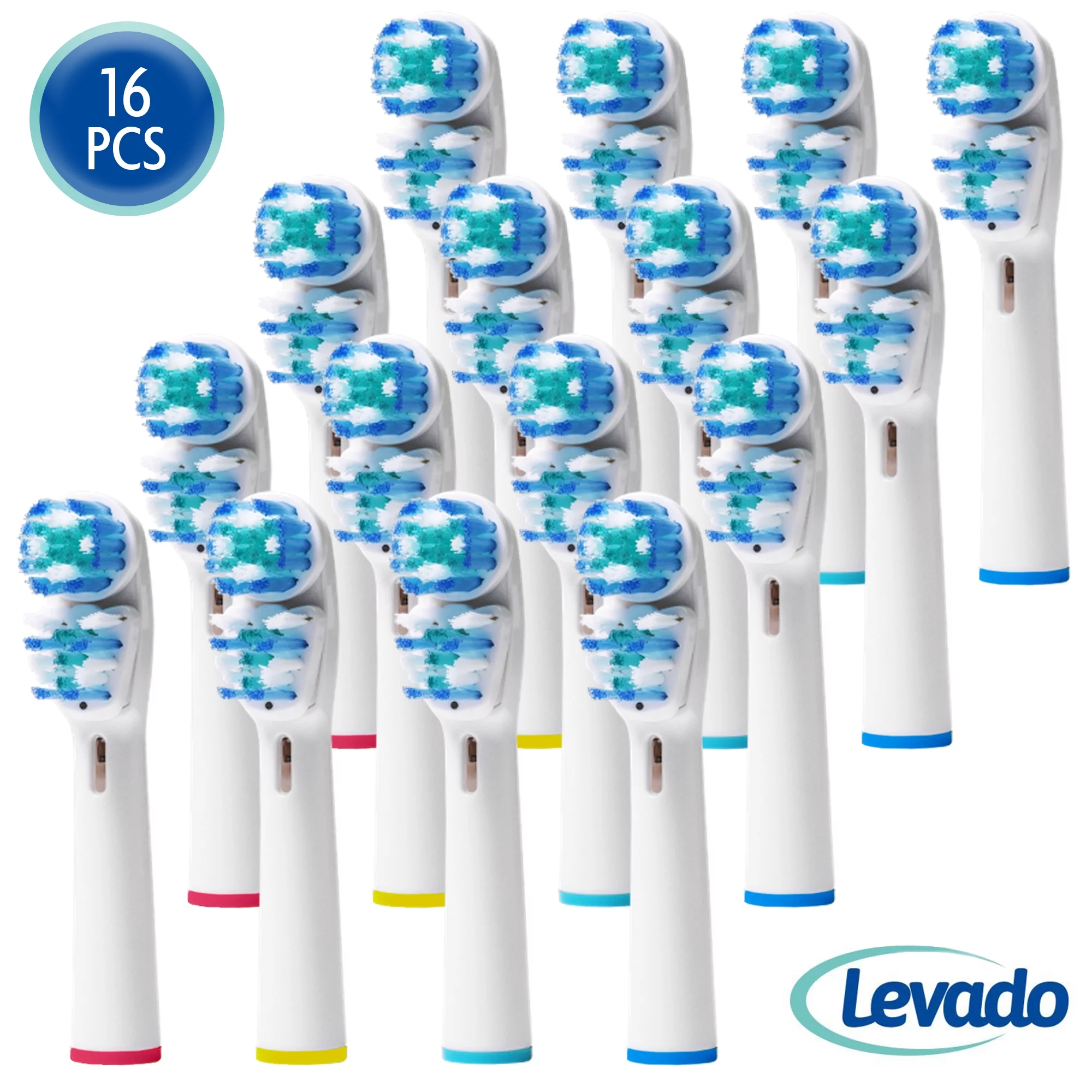 Replacement Brush Heads Compatible with OralB Braun- Best Double Clean, Pack of 16 Electric Toothbrush Replacement Heads- for Oral B Pro, 1000, 8000, 9000, Sonic, Adults, Kids, Vitality, Dual Plus!
