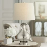 360 Lighting Modern Table Lamp Gourd Mercury Glass Oatmeal Drum Shade for Living Room Bedroom Bedside Nightstand Office Family