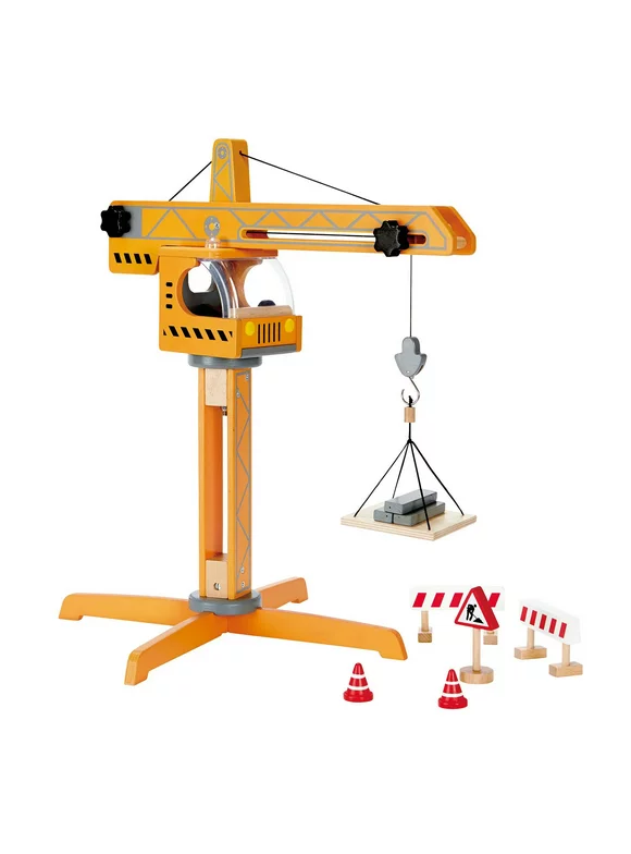 Hape Playscapes Toddler Kids Wooden Toy Construction Site Crane Lift Play Set