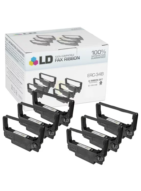 LD Compatible POS Ribbon Cartridge Replacement for Epson ERC-34B (Black, 6-Pack)