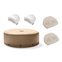 Intex PureSpa Hot Tub Cover w/ Foam Headrest (2 Pack) & Removable Seat (2 Pack)